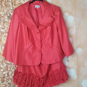 Womens's red 2 piece Suit (Plus Size) Nicolette